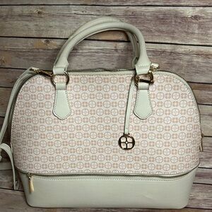 IMAN Cream and Gold Patterned Satchel